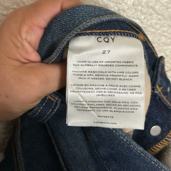 CQY Anthropology women’s Dark blue distress straight Slim denim jeans size 27 - Picture 11 of 12